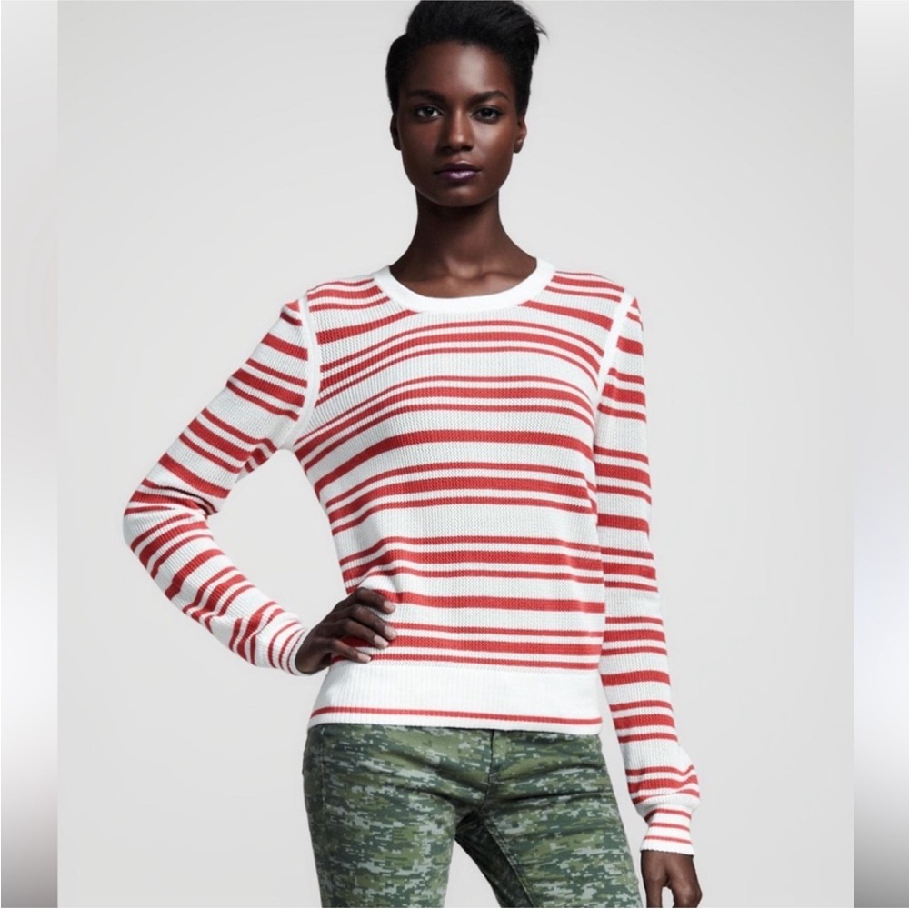 Rag & Bone
Kathie Sweater Top Salmon Red and White Striped Crew 
Small